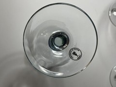 3 Turda Made In Romania Wine Glasses 7” Tall Clear With Blue And Green Handles
