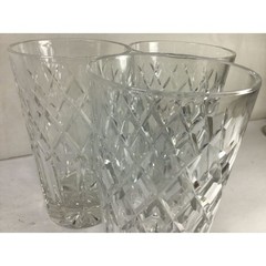 Vintage Antique Circa Mid-20th Century-Cut Crystal 3 Tumblers Glasses Set of 3