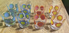Federal Glassware Mid-Century Colorful Daisies Glasses (Set of 8) – Rocks, NOS
