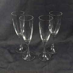Set of 4 Kosta Boda CHATEAU CLEAR Fluted Champagne 8-7/8″ Swirl Optic on Bowl