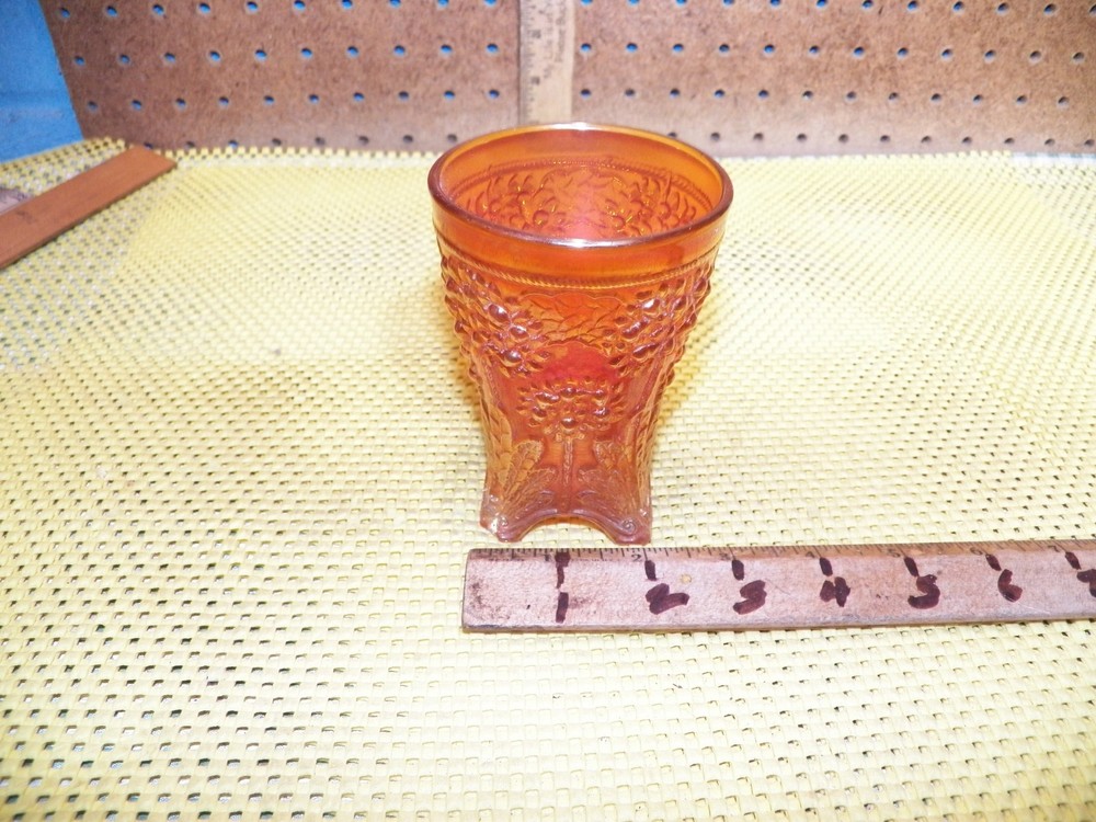 Vintage FENTON «Orange Tree» Marigold Carnival Glass Footed Tumbler