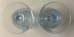 Blue Tinted Bowl Wine Glasses Clear Stem Modern Hand Blown Style Set 2 Coastal