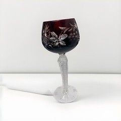 Nachtmann AJKA Bohemian Deep Ruby HTF Cut Clear Crystal Wine Glass