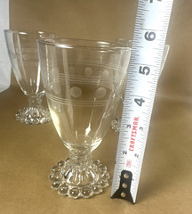 Vtg MCM Anchor Hocking Circle/Stripes Etched Water Goblet/Tea Glasses-4 glass