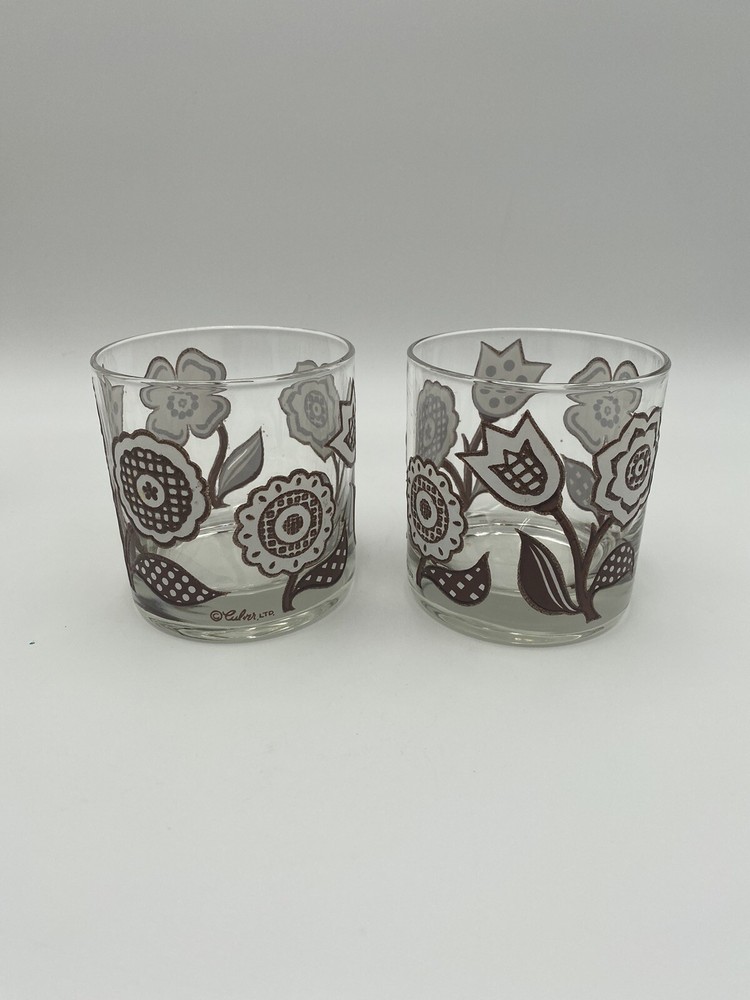 Culver Ltd Daisy Floral Double Old Fashioned Glasses Set Of 2