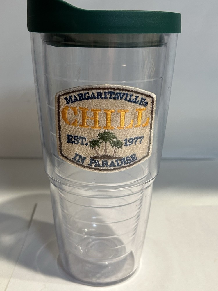 MARGARITAVILLE CHILL IN PARADISE TRAVEL MUG TERVIS JIMMY BUFFETT EST 1977 W/LID