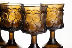 4 Goblets Noritake Spotlight Walnut Brown Water VTG 9 Ounce Bar Glass