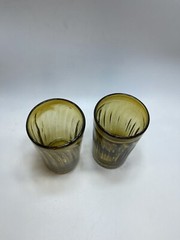 VTG Amber Bubble Glass Tumblers Handblown Swirl Rough Pontil BLENKO? SET of 2