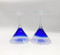 BLOCK Rainy Day Fashioned Frosted Cut to Clear Crystal Martini Glass 2pc Set