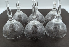 Set of 6 Vintage Champagne Coupe Etched Floral Toasting Glasses Petite