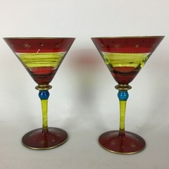 Hand Painted Oversize Margarita/Martini Glasses Set Of Two