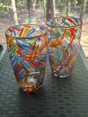 «CONFETTI» GLASS TUMBLERS, PIER 1, SET OF 2 Glasses