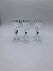 Set Of 6 Cristal d’ Argues France Venice Emerald Teardrop Crystal Sherry Glasses