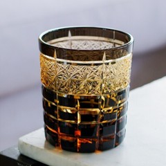 Whiskey Crystal Glass Barware Hand Cut To Clear Edo Kiriko Glass 9oz/250ml Black