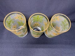 Set of 3 ~ Libbey «SUNFLOWER» Glass Tumblers ~ 5 1/2″ Tall