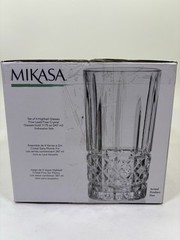 4 Pcs. Mikasa «Alden” Highball Glasses Lead Free Crystal 11.75 oz New