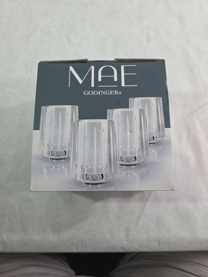 Godinger ‘Mae’ Crystal Double Old Fashioned Glasses Set of 4. 9.0 fl oz New Box