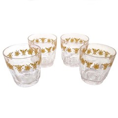 Vintage Arcoroc Corelle Butterfly Gold Juice Glasses 4 Ounces Lot of 4