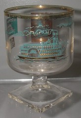 Federal Glass Feg47 SOUTHERN COMFORT Aqua Gold Wine Steamboat/Riverboat Scene