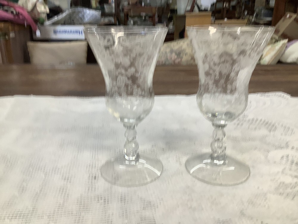 Cambridge Chantilly Glass 5 1/2 Inch Juice Glasses Stem