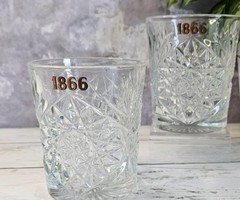 Set of (2) Libbey Hobstar Old Fashion Glasses Embossed 1866 on the rim.