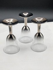 Vintage Set of 3 Silver Ombre Cordial Shot Glasses 3.5” Made In France