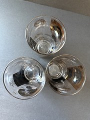 Vintage Cera 22K Gold Black Coin Hiball Glasses Tumblers 1960s Set (3) MCM Deco