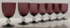 Bryce Aquarius Amethyst Water Goblets Set 7 Crystal Stem Vintage