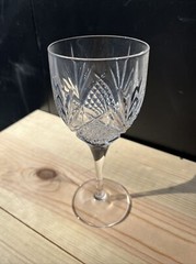 CRISTAL AU PLOMB 24% LEAD CRYSTAL MULTISIDE STEM CUT VERTICAL WINE GOBLET FRANCE