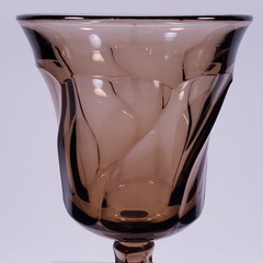 Vintage FOSTORIA Jamestown Brown Smoky Swirl Glass Footed WATER GOBLET GLASS SET