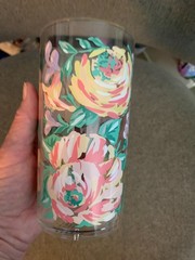 VINTAGE Acrylic High Ball Floral Drinking Glasses Tumblers 19 OZ NEW OLD STOCK
