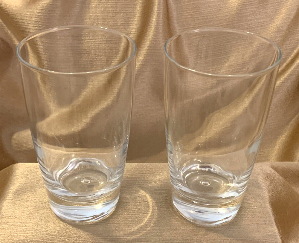 Bormioli Rocco Italy LUNA Bubble in Bottom Glass Tumblers 2pc EXC Condition