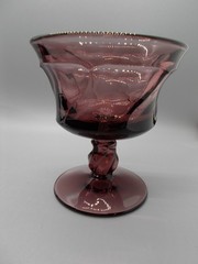 Vintage Set 3 Fostoria JAMESTOWN Purple Ftd Sherbet/Champagne Swirl Glass
