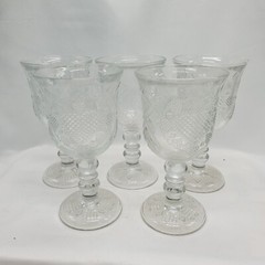 Set of 5 Avon Fostoria Crystal HEARTS AND DIAMONDS-CLEAR Goblets EXCELLENT
