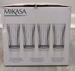 Mikasa Beverly Highball Glasses 11.75 Oz, Lead-Free, Crystal, Set of 4