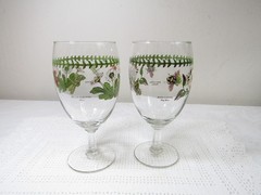 Portmeirion Botanic Garden Ice Tea Water Wine Stem Glass Goblets Rose & Daisy