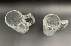 Pair of Badash Crystal Poland Hand-Cut Glass Tall Ship Seagulls Beer Mugs