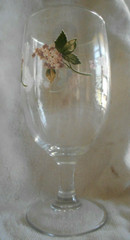Hydrangea Goblet (s) 16 oz. Pedestal Martha Stewart Glass Pink Green Excellent !