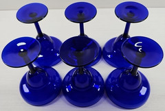 6) Pier 1 Cobalt Blue Margarita Glasses Set Cocktail Drinking Stemware Party Lot