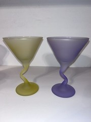 Vintage Libbey Martini Z Stem Martini Glasses Pastel Satin Watusi Set Of 6. EUC