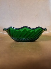 Vintage Anchor Hocking Forest Green Glass Bowls Ruffled Edge 6.5″ and 7.5″