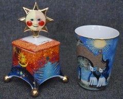CHARMING GOEBEL ROSINA WACHTMEISTER SIGNED «I GATTI» FLAT BOTTOM TUMBLER
