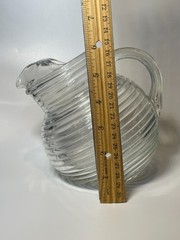 Anchor Hocking Manhattan Clear Glass Ribbed Tilt Ball Pitcher Vintage