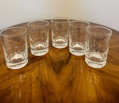 5 Susquehanna Atomic Etched Starburst Juice Glasses 4” Exec Cond