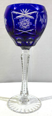 Single NACHTMANN TRAUBE Tall Hock Wine 8 1/4″ Cobalt Blue Cut to Clear Crystal