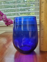 Vintage Cobalt Blue Glass Cup Candle Holder Tumbler Jar