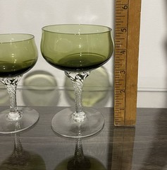 Vintage Sasaki Coronation Green Glassware Set – 30 Pieces – Twisted Stem