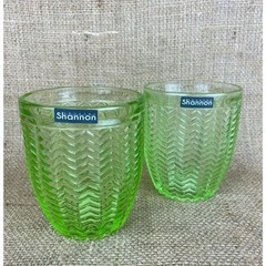 Shannon Twill Green Godinger Set of 2 Old Fashion Glasses 11oz