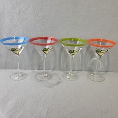 4 SILVESTRI Cocktail Martini Glasses Colorful Olive Read Description