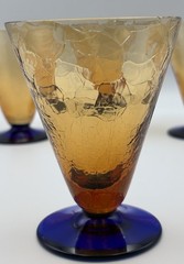 Vintage MCM Amber Crackle Glasses Cobalt Blue Foot – Morgantown Style Set of 4